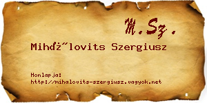 Mihálovits Szergiusz névjegykártya